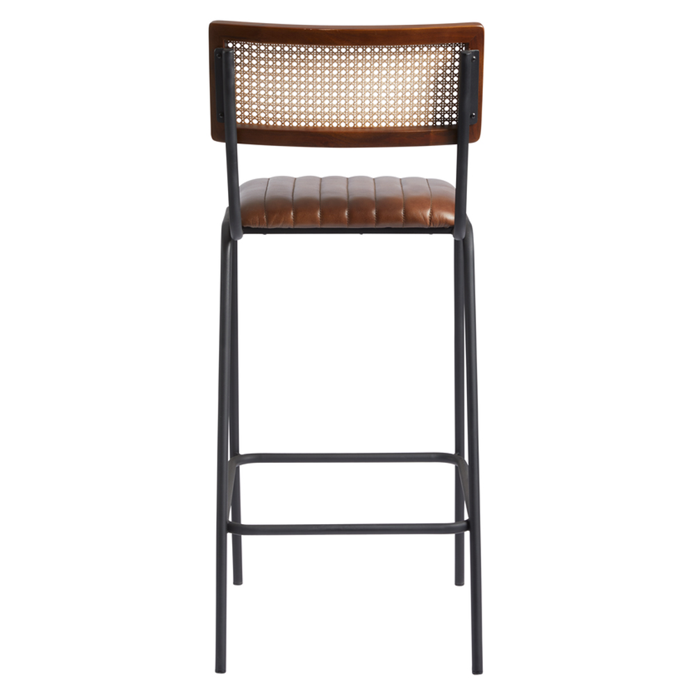 Shelby Brown Genuine Leather Bar Stools In Pair