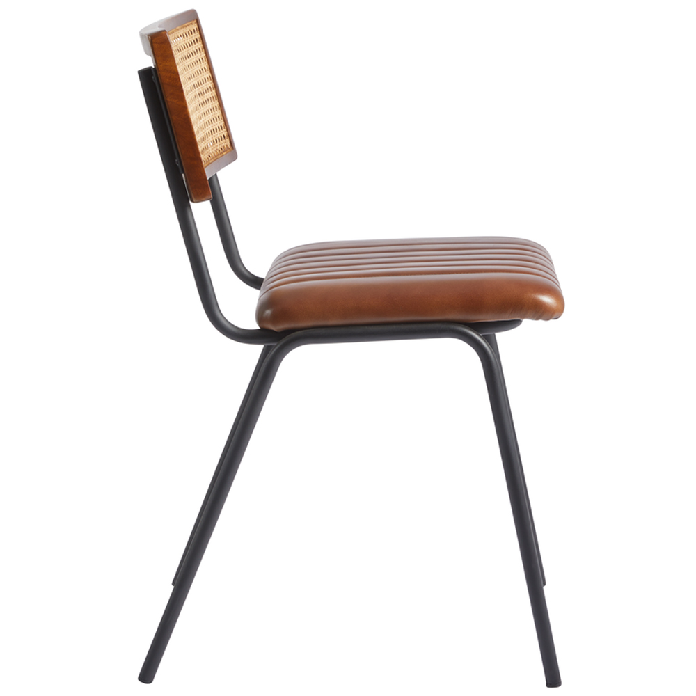 Shelby Brown Genuine Leather Dining Chairs In Pair