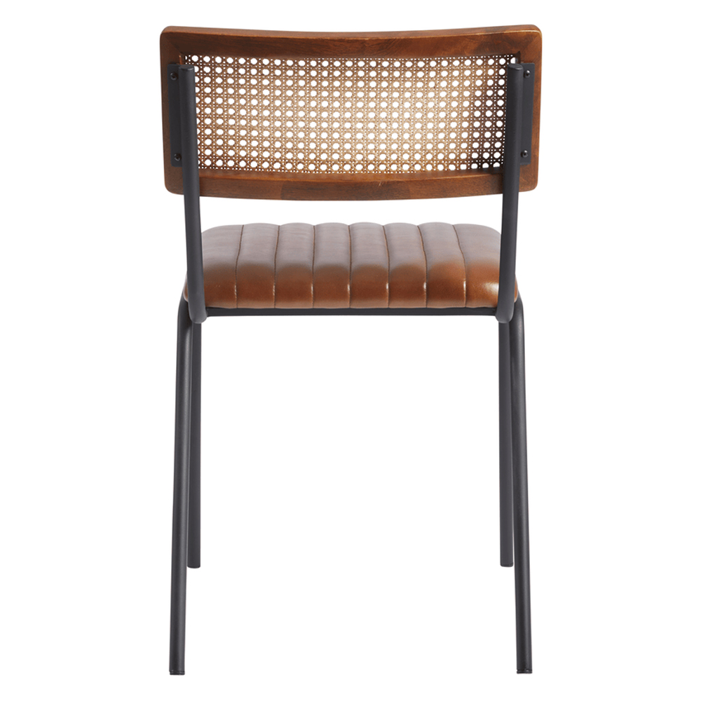 Shelby Brown Genuine Leather Dining Chairs In Pair