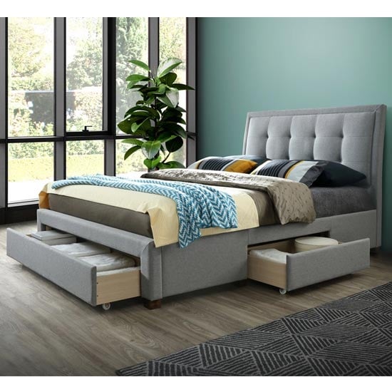 Read more about Shelby fabric double bed in grey