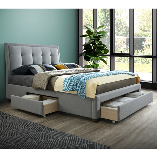 Read more about Shelby fabric king size bed in grey