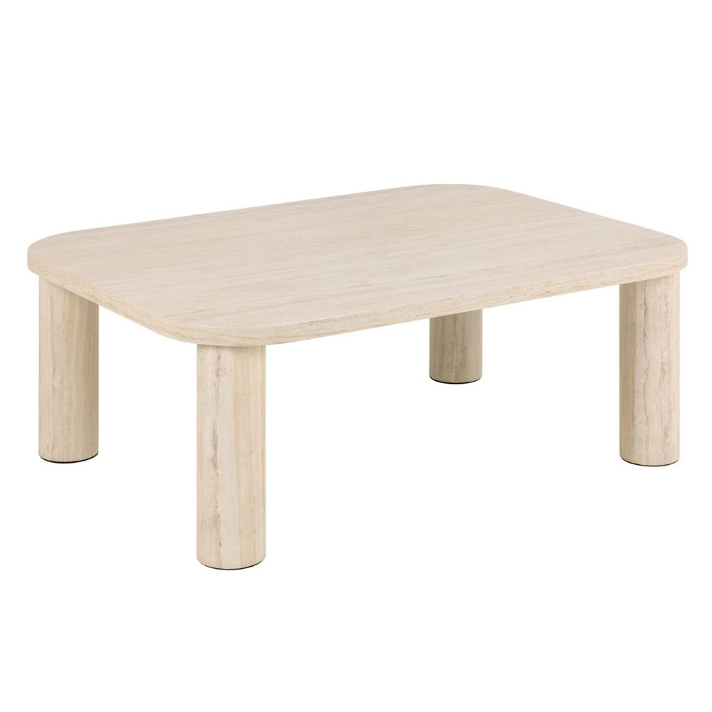 Shelby Wooden Rectangular Coffee Table In Light Travertine