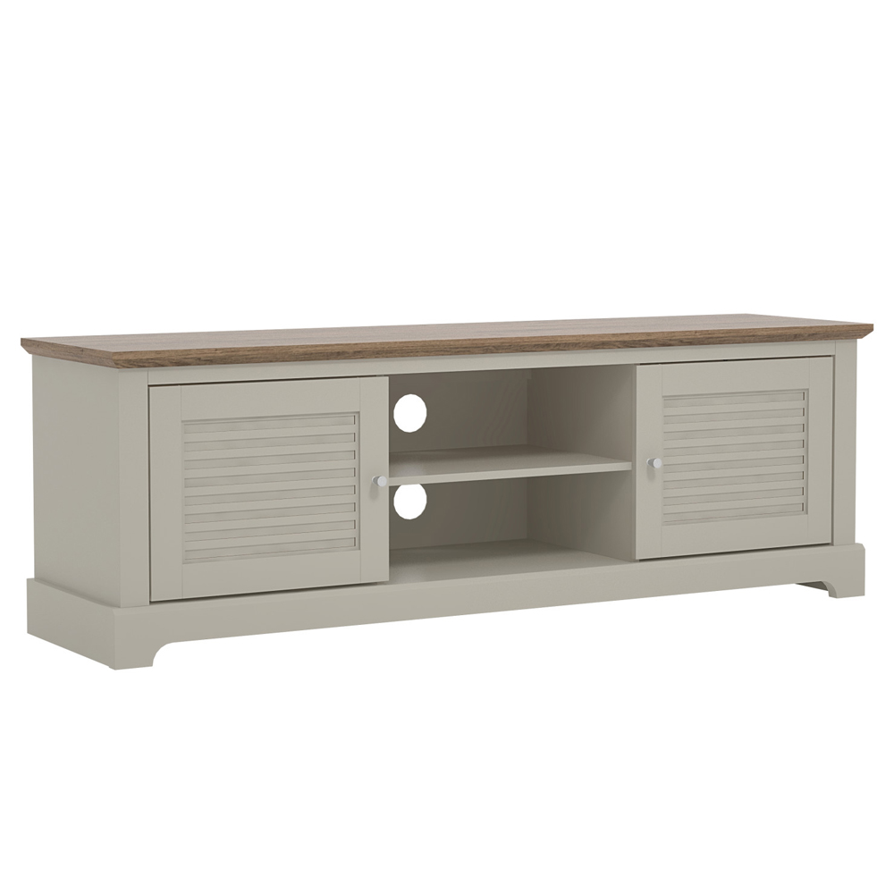 Shelby Wooden TV Stand With 2 Doors In Light Grey