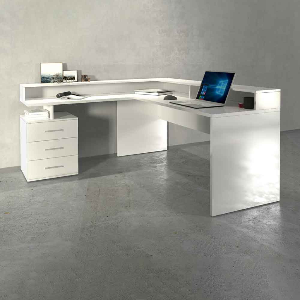 Shelbyville High Gloss Corner Laptop Desk In White