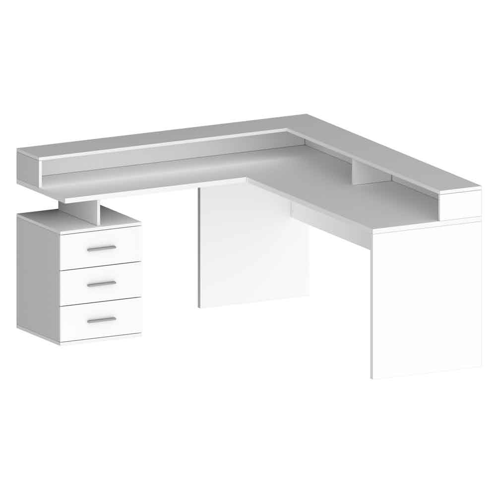 Shelbyville High Gloss Corner Laptop Desk In White