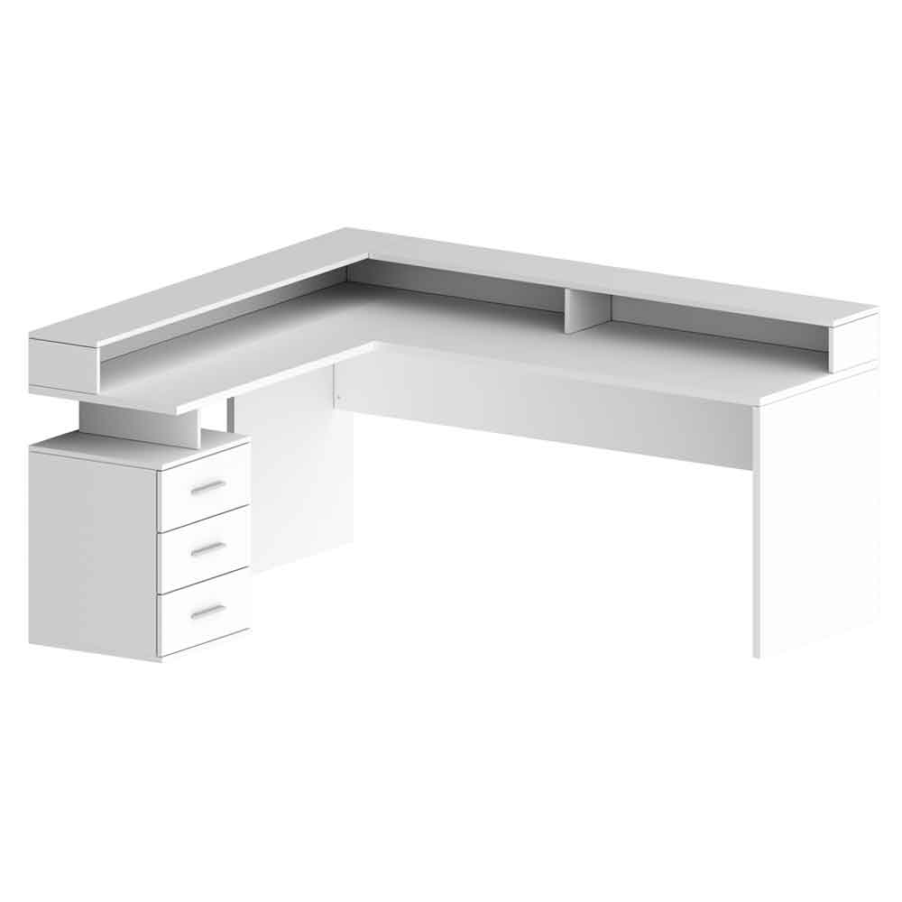 Shelbyville High Gloss Corner Laptop Desk In White
