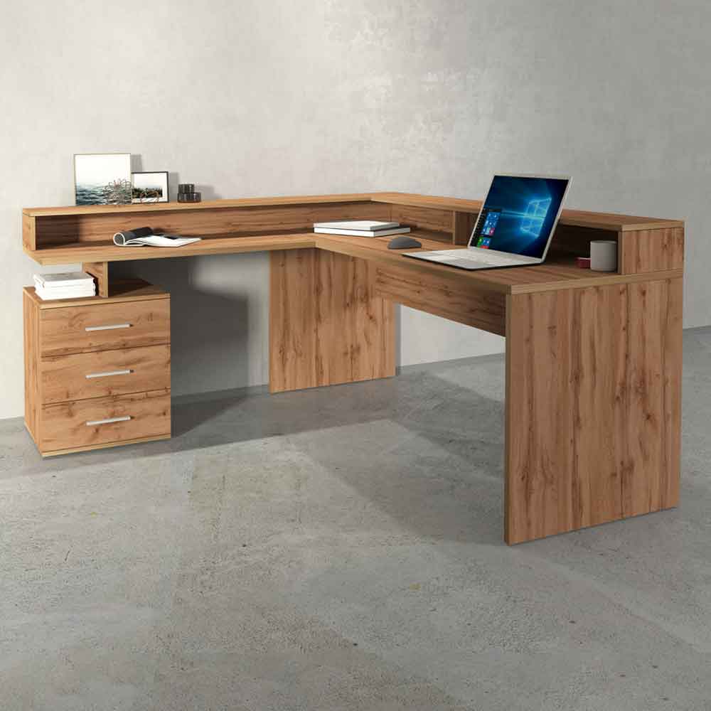 Shelbyville Wooden Corner Laptop Desk In Wotan Oak