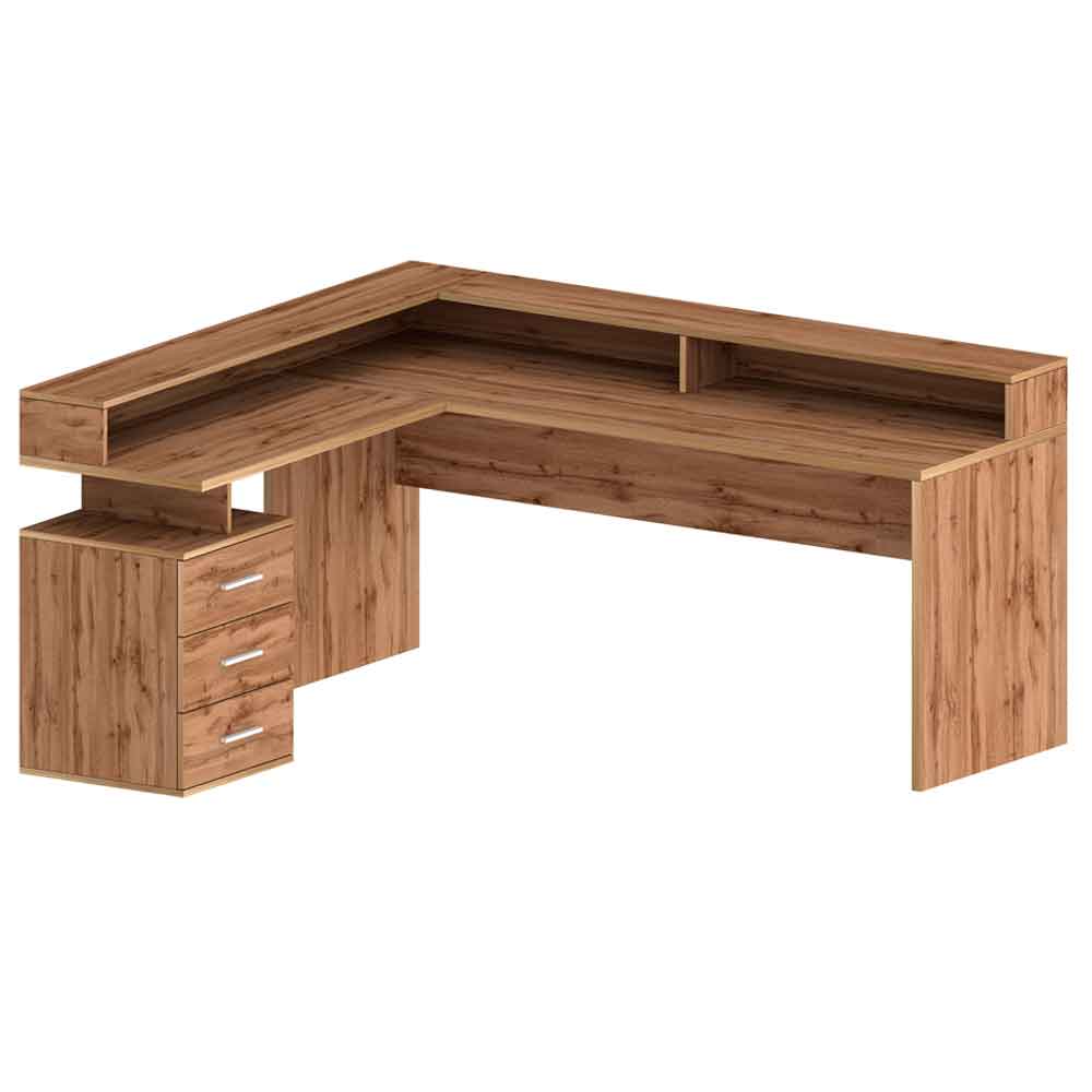 Shelbyville Wooden Corner Laptop Desk In Wotan Oak