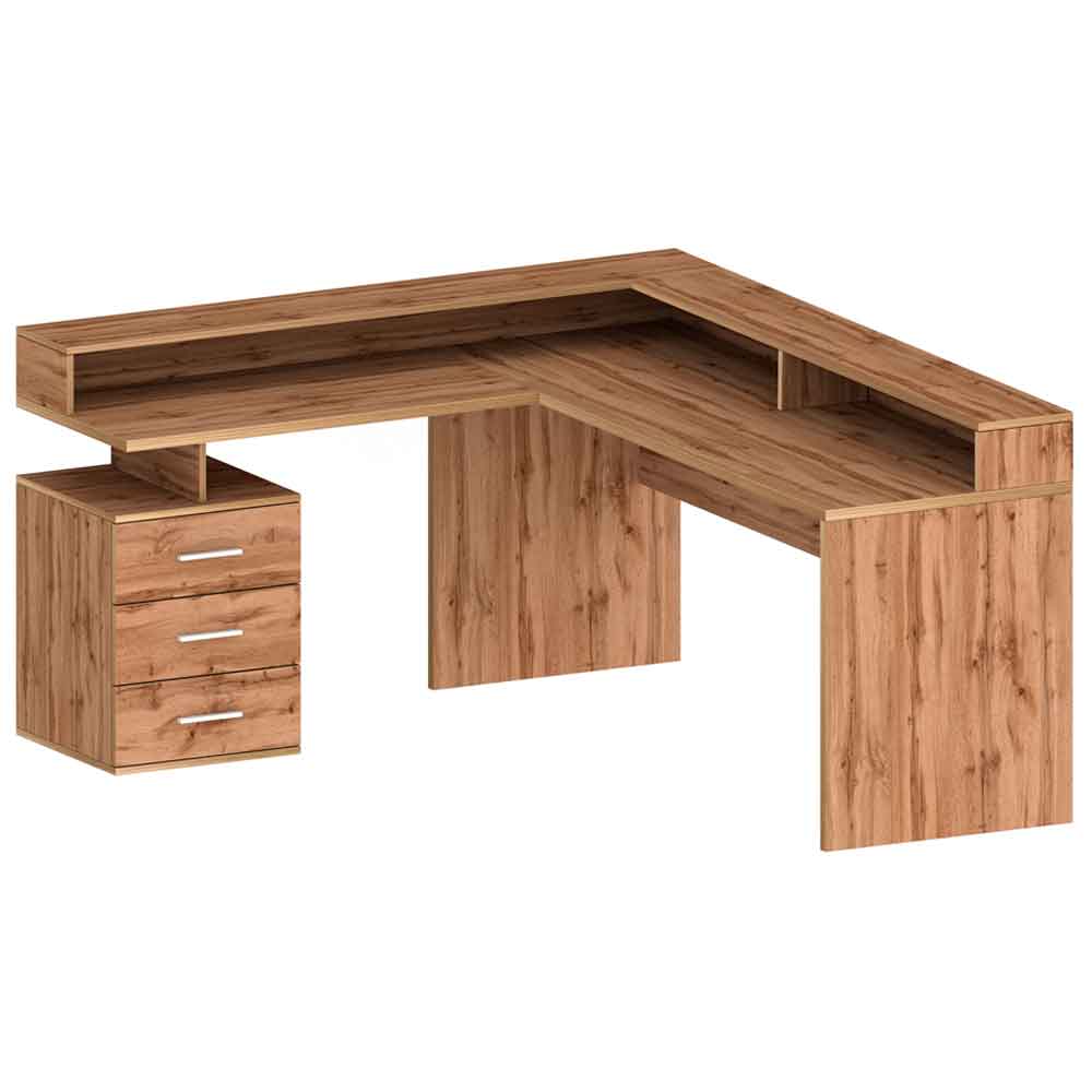 Shelbyville Wooden Corner Laptop Desk In Wotan Oak
