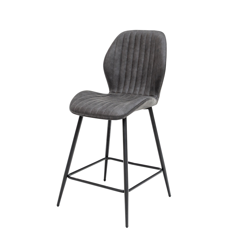 Shell Charcoal Faux Leather Counter Bar Stools in Pair