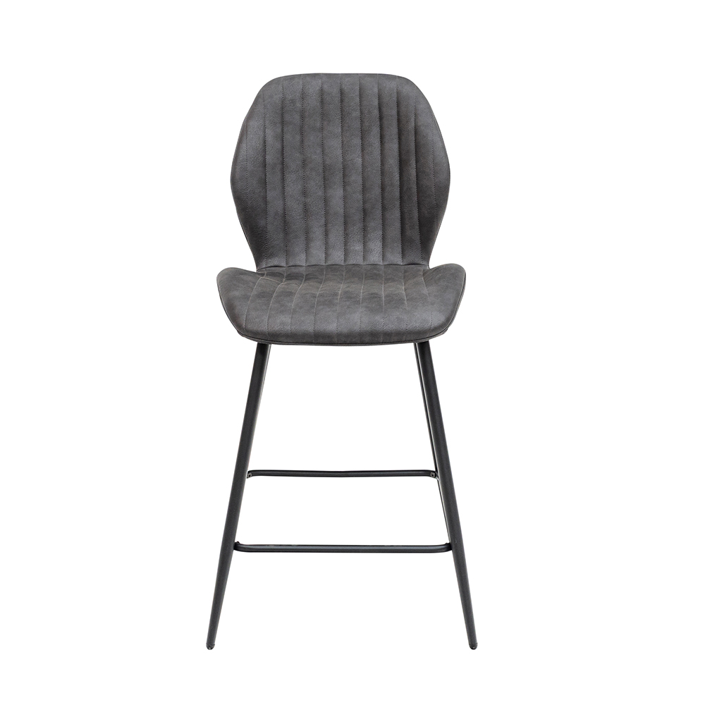 Shell Charcoal Faux Leather Counter Bar Stools in Pair