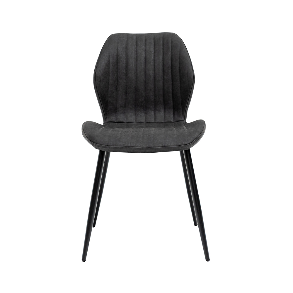 Shell Charcoal Faux Leather Dining Chairs with Black Legs in Pair