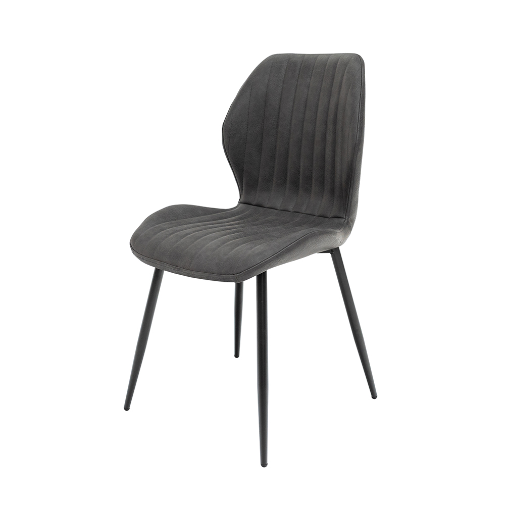 Shell Charcoal Faux Leather Dining Chairs with Black Legs in Pair