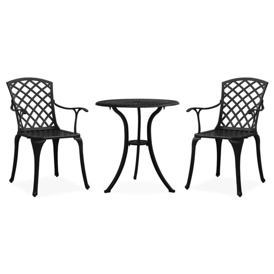 Photo of Shelton cast aluminium 3 piece bistro set in black