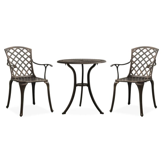 Shelton Cast Aluminium 3 Piece Bistro Set In Bronze