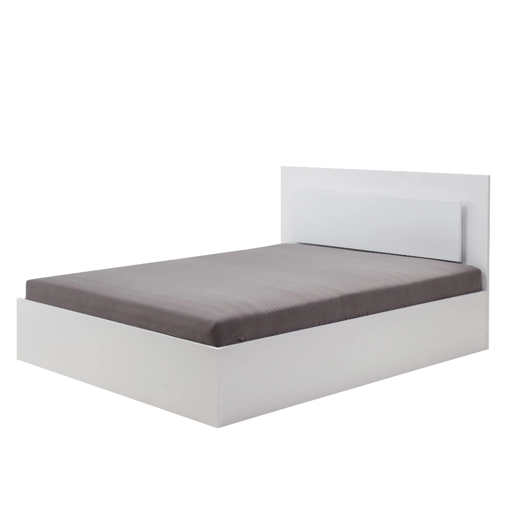 Shelton High Gloss King Size Bed With LED In White