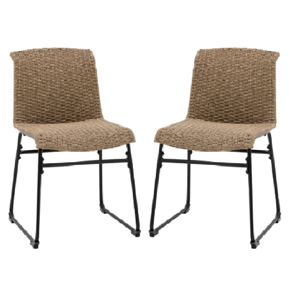 Shelton Outdoor Natural Rattan Dining Chairs In Pair