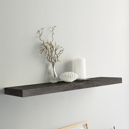 Read more about Shelvza large wooden wall shelf in dark concrete