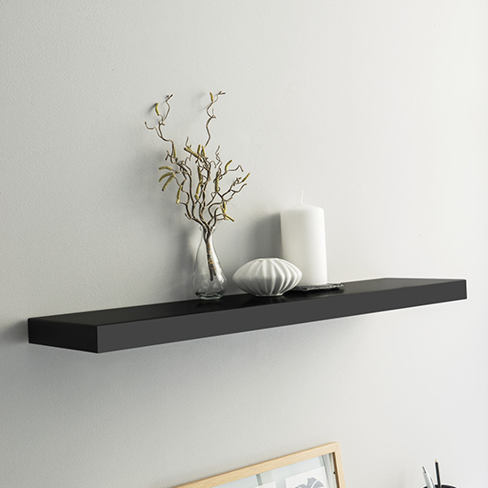 Shelvza Large Wooden Wall Shelf In Matt Black Furniture in Fashion