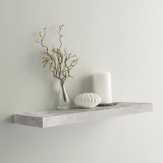 Shelvza Medium Wooden Wall Shelf In Structured Concrete