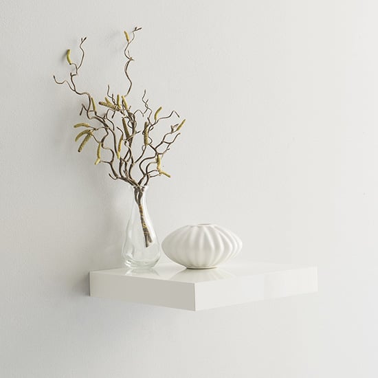 Read more about Shelvza small wooden wall shelf in white high gloss