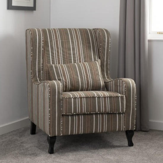 Shanaia Stripe Fabric Fireside Armchair In Beige Furniture in Fashion