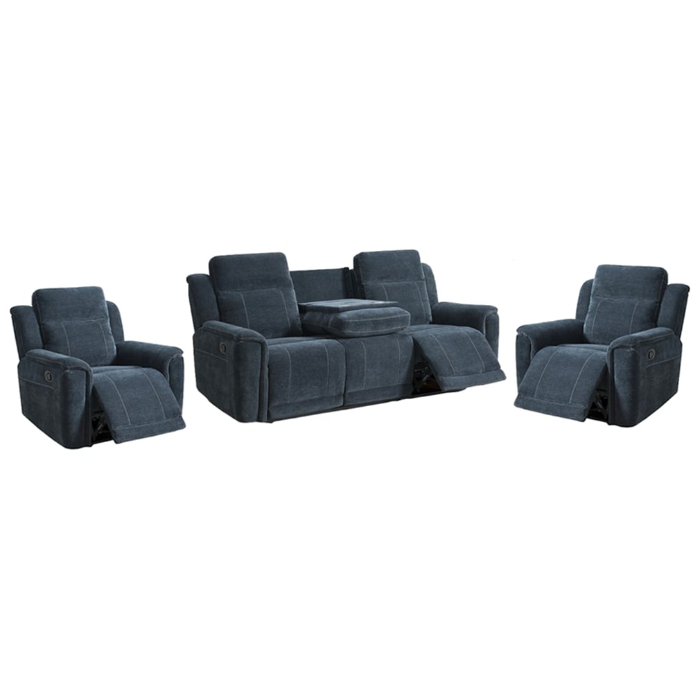 Sheridan Fabric Recliner 3+1+1 Seater Sofa Set In Dark Grey