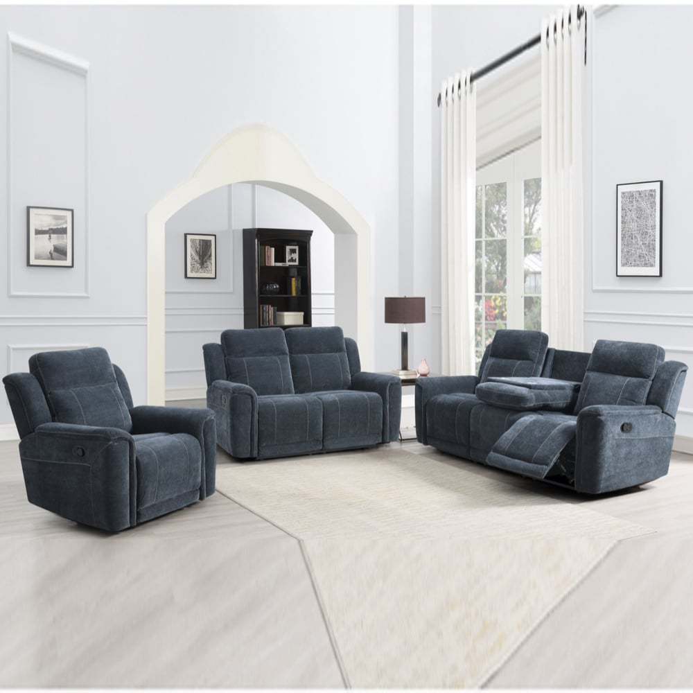Sheridan Fabric Recliner Sofa Suite In Dark Grey