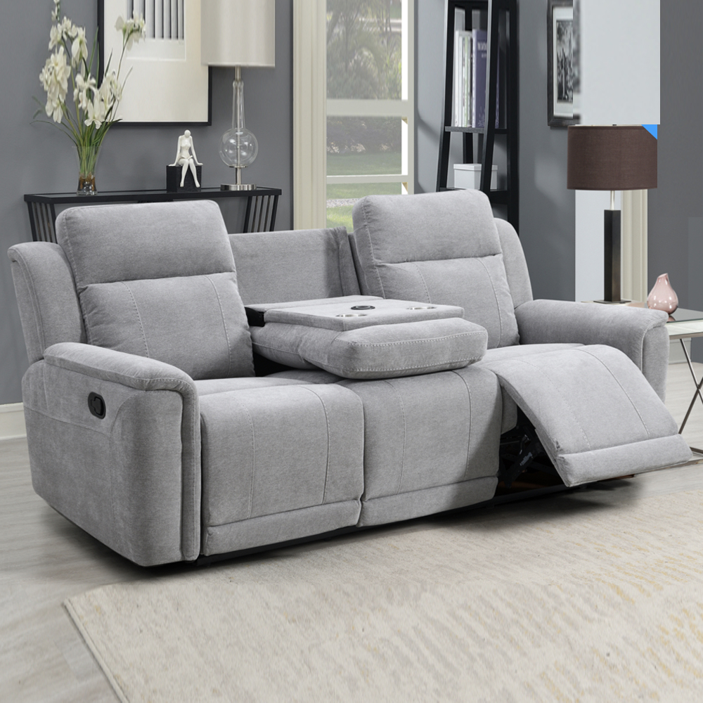 Sheridan Fabric Recliner Sofa Suite In Light Grey