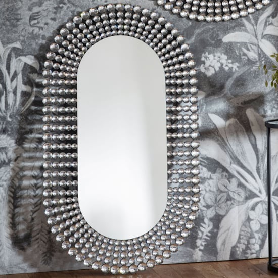 Product photograph of Sherrington Oval Wall Mirror In Silver Frame from Furniture in Fashion