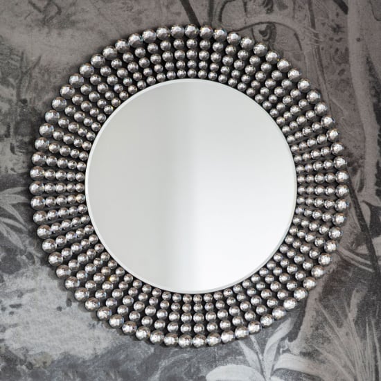 Product photograph of Sherrington Round Wall Mirror In Silver Frame from Furniture in Fashion