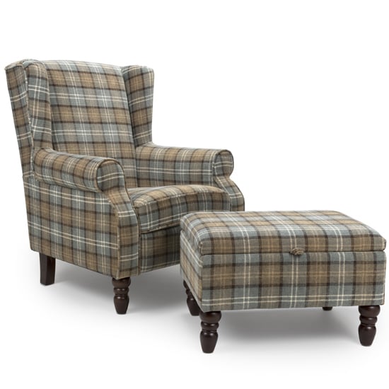Shetland Fabric Lounge Chair In Dove Grey With Foot Stool_2