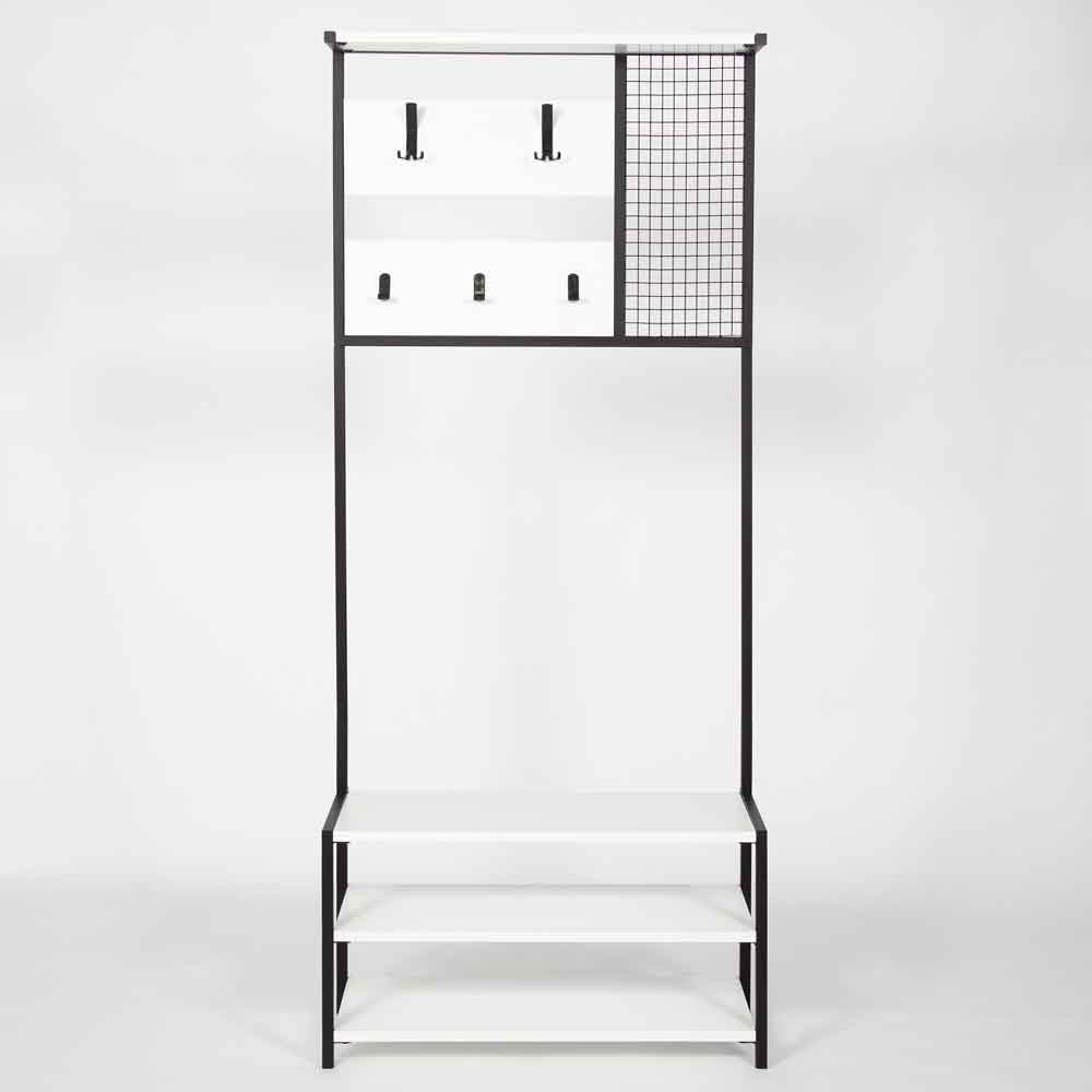 Shifley Wooden Coat Stand with 3 Shelves in White
