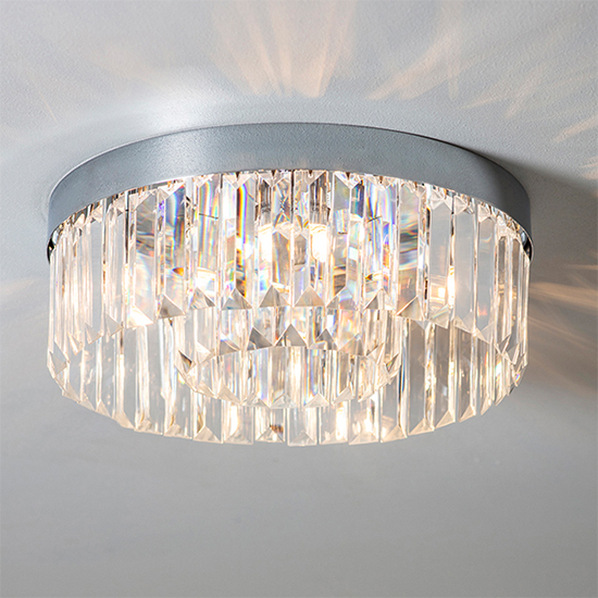 Product photograph of Shimmer 5 Lights Clear Crystals Flush Ceiling Light In Chrome from Furniture in Fashion