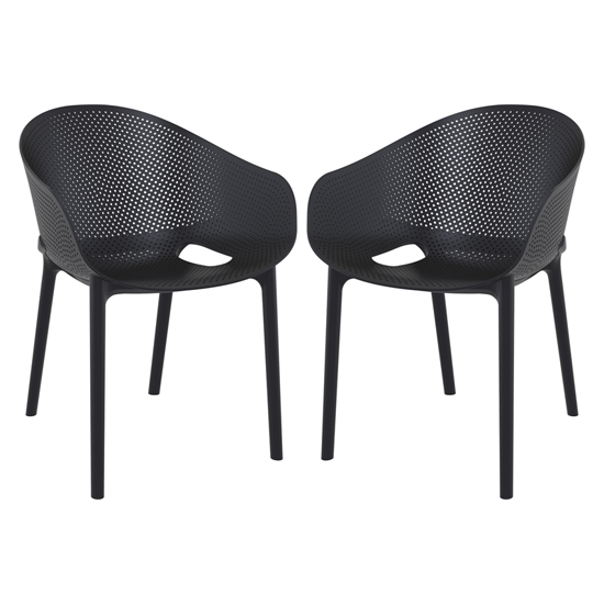 Read more about Shipley outdoor black stacking armchairs in pair