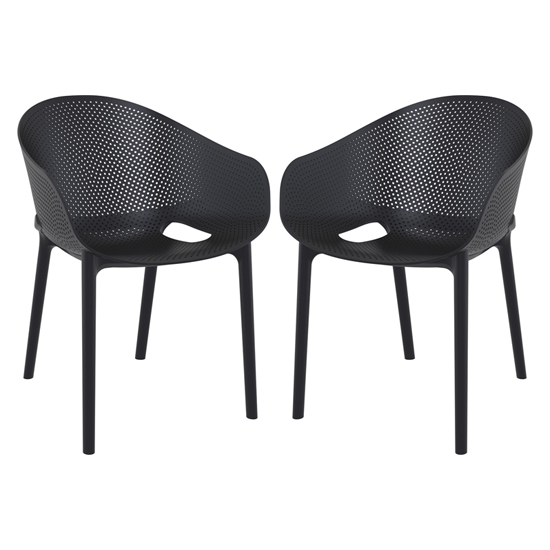 Product photograph of Shipley Outdoor Black Stacking Armchairs In Pair from Furniture in Fashion