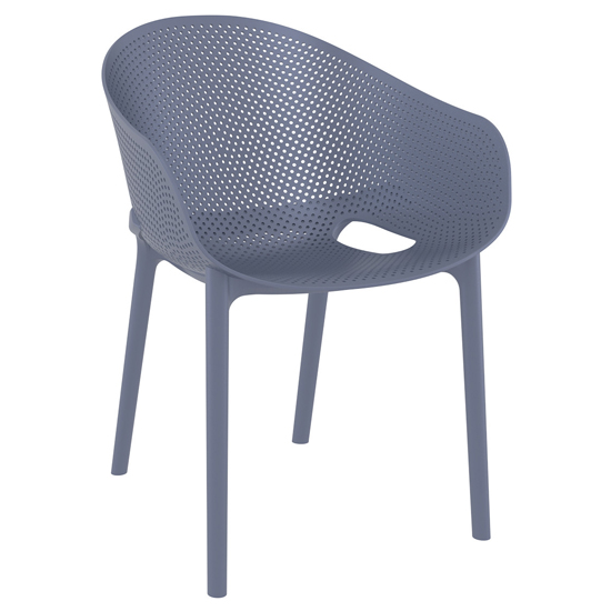 Shipley Outdoor Dark Grey Stacking Armchairs In Pair