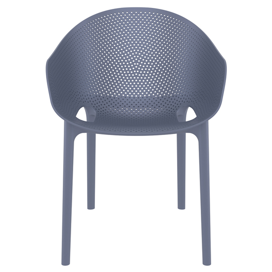 Shipley Outdoor Dark Grey Stacking Armchairs In Pair