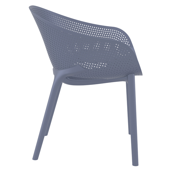 Shipley Outdoor Dark Grey Stacking Armchairs In Pair