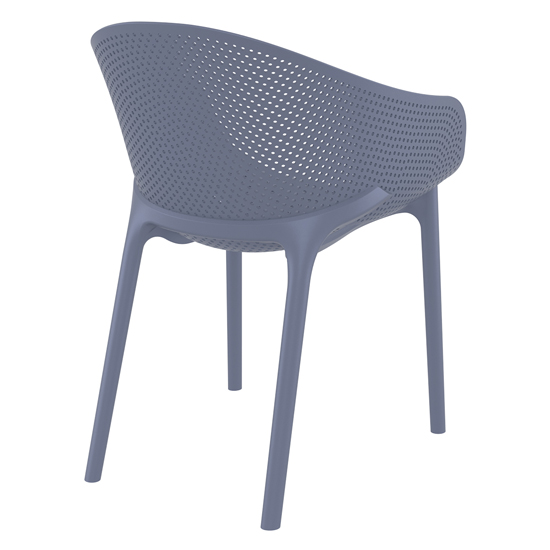Shipley Outdoor Dark Grey Stacking Armchairs In Pair
