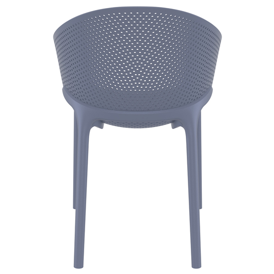 Shipley Outdoor Dark Grey Stacking Armchairs In Pair