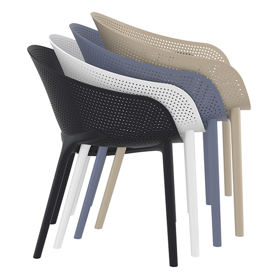 Shipley Outdoor Dark Grey Stacking Armchairs In Pair
