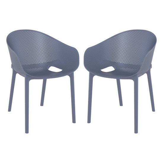 Photo of Shipley outdoor dark grey stacking armchairs in pair