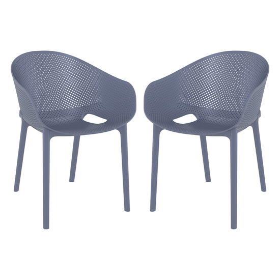 Photo of Shipley outdoor dark grey stacking armchairs in pair