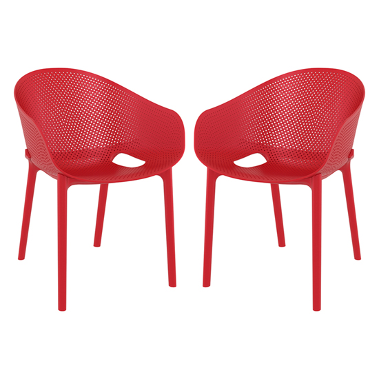 Read more about Shipley outdoor red stacking armchairs in pair