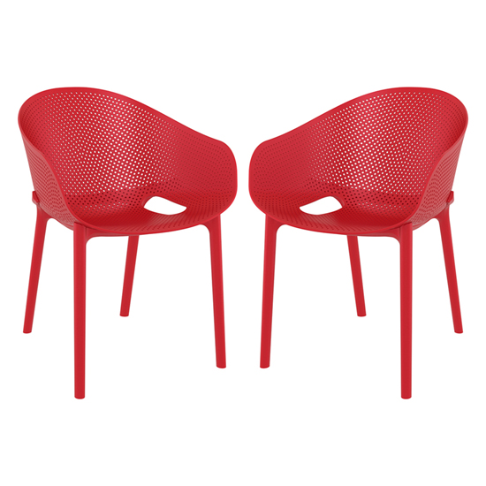 Read more about Shipley outdoor red stacking armchairs in pair