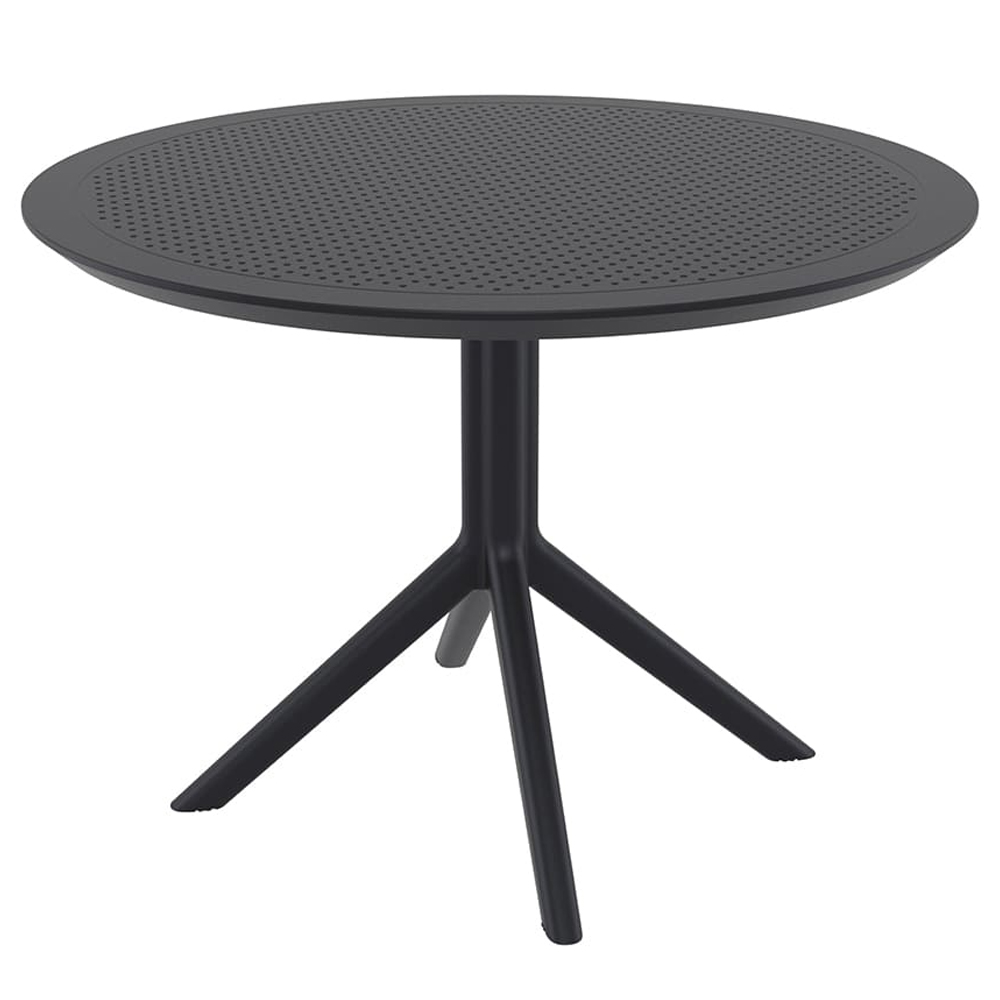 Shipley Outdoor Round Polypropylene Dining Table in Black