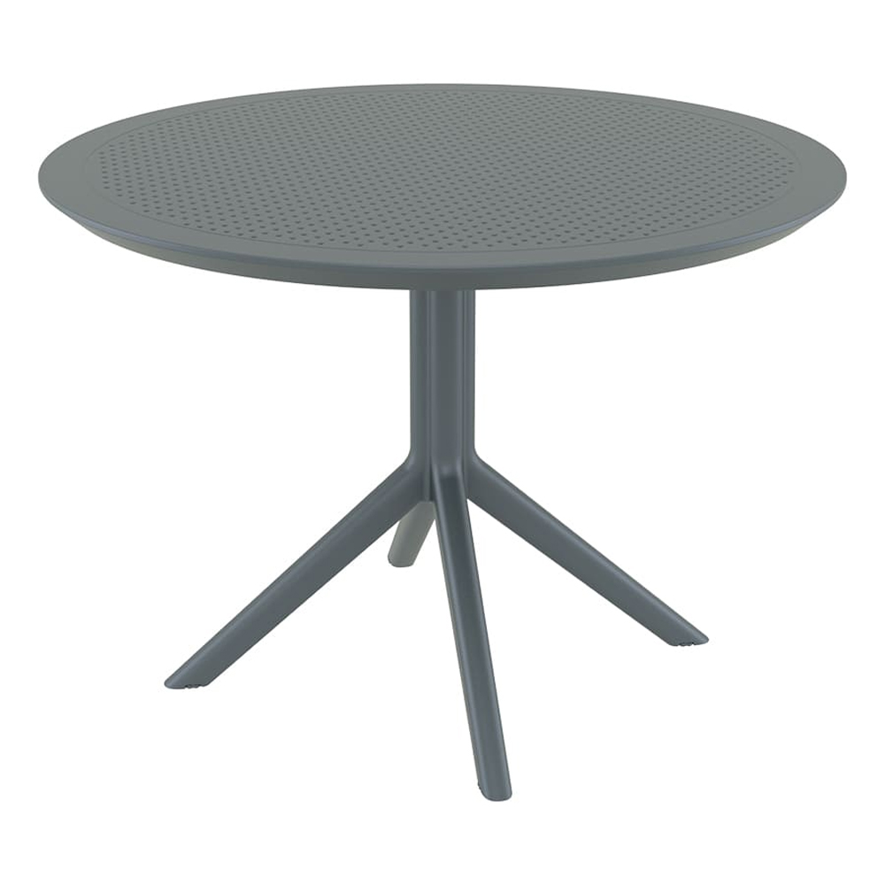 Shipley Outdoor Round Polypropylene Dining Table in Dark Grey