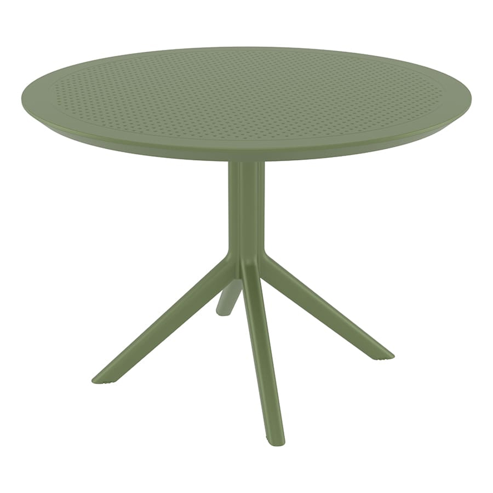 Shipley Outdoor Round Polypropylene Dining Table in Olive Green