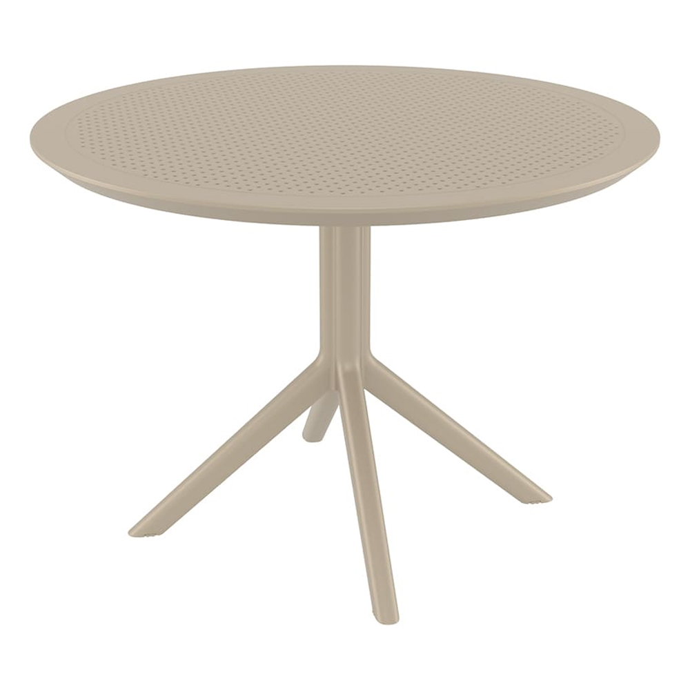 Shipley Outdoor Round Polypropylene Dining Table in Taupe